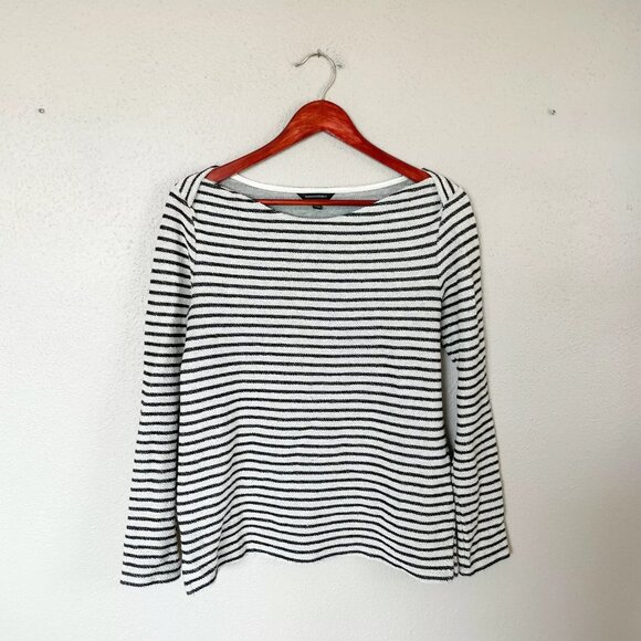 Banana Republic Textured navy/cream striped knit top (size S) - Picture 1 of 9
